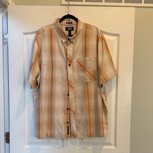 Duluth Trading Co Men's Orange and Cream Plaid Shirt